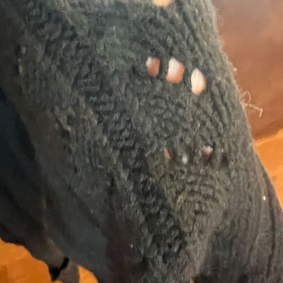 Express size small vintage black sweater with open weave spots on stomach - Picture 4 of 5
